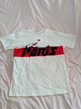 GIVENCHY White Red Paris Graphic T-Shirt XXL
